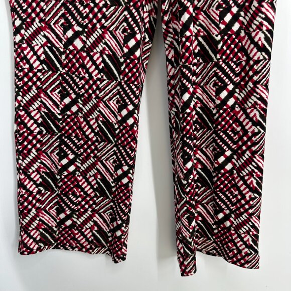 Calvin Klein Wide Leg Jumpsuit 8 Abstract Geometric Print Sleeveless Red Black - Picture 7 of 11